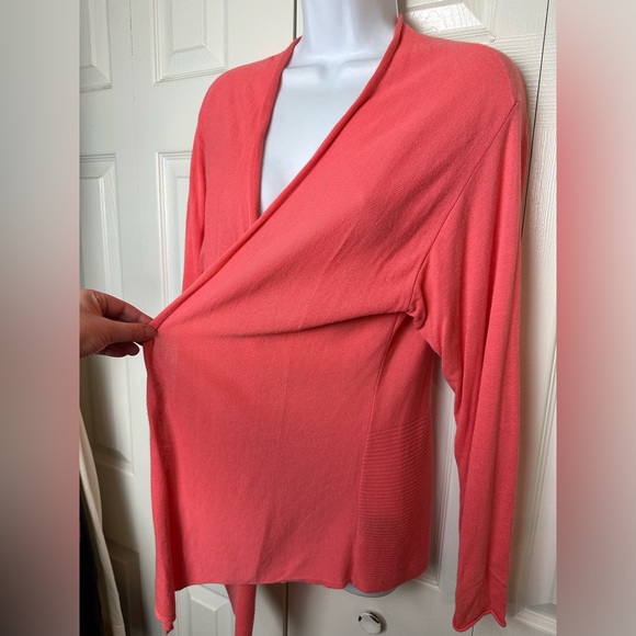 NIC + ZOE Plus Sized Cardigan Sweater Coral Pink Orange Ling Open Front Ribbed - Picture 3 of 11